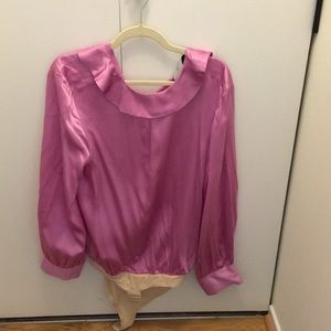 Gorgeous deep pink satin Tuxe Bodysuit Size Large.